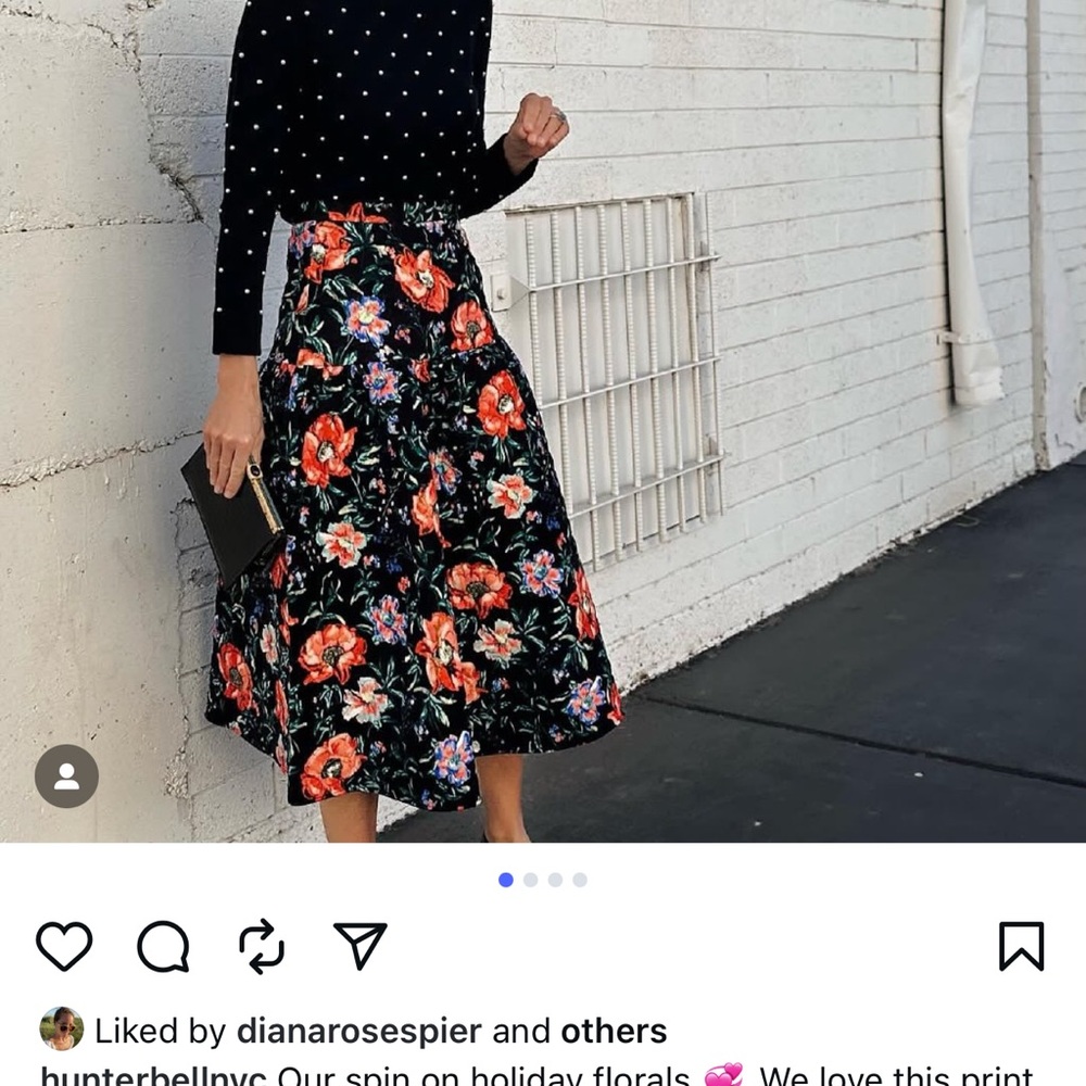HUNTER BELL Floral A-Line Skirt in Black and Red